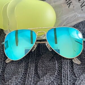 NEW JIMMY CRYSTAL BLUE LENS AVIATORS WI5 SWAROVSKI CRYSTALS